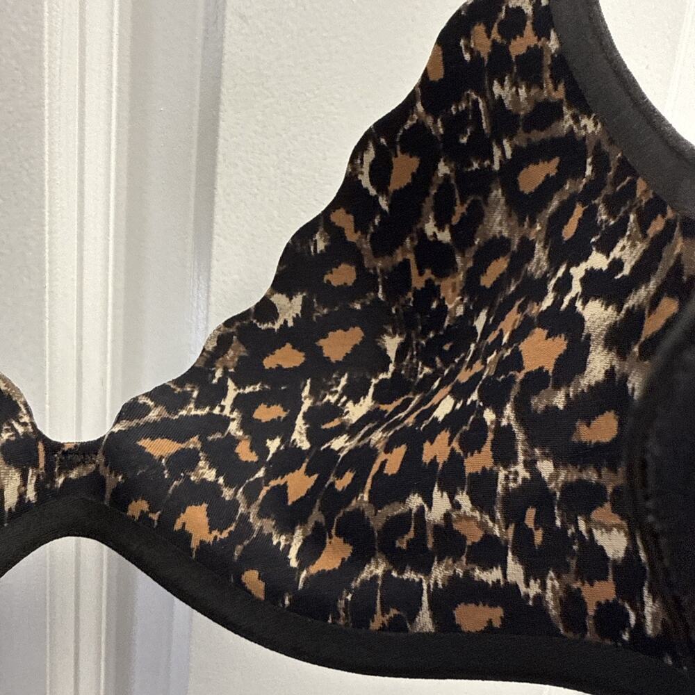 Wacoal b.tempt'd b.wow'd Push Up Black Bra Leopard Print Inner Lining 32 C‎ NWOT - Picture 8 of 10